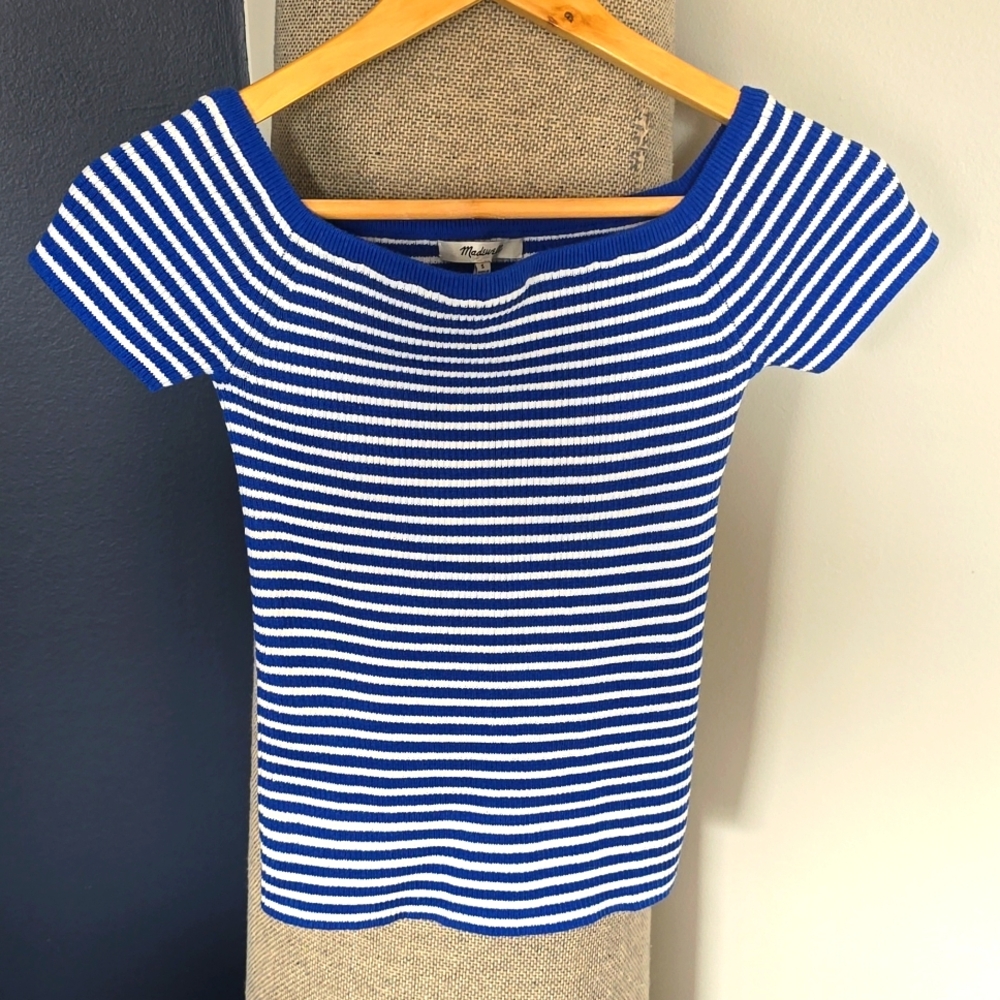 Madewell Striped off shoulder stretch top sz S
